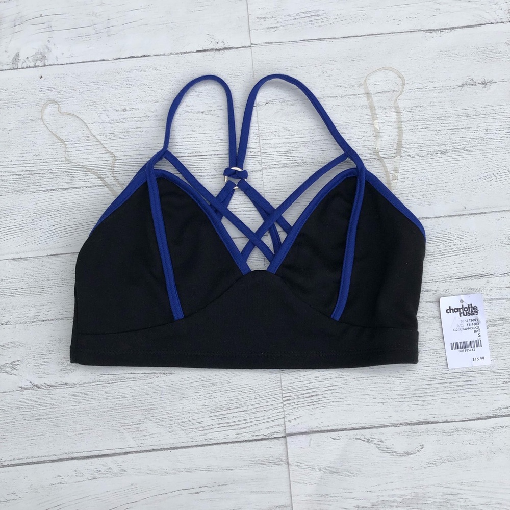 Charlotte Russe Black With Blue Crop Top